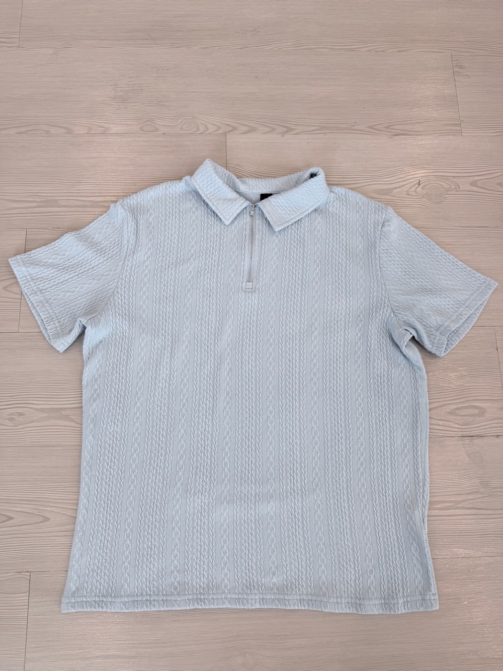 MANFINITY Light Blue Men's Polo with Subtle Knit Texture